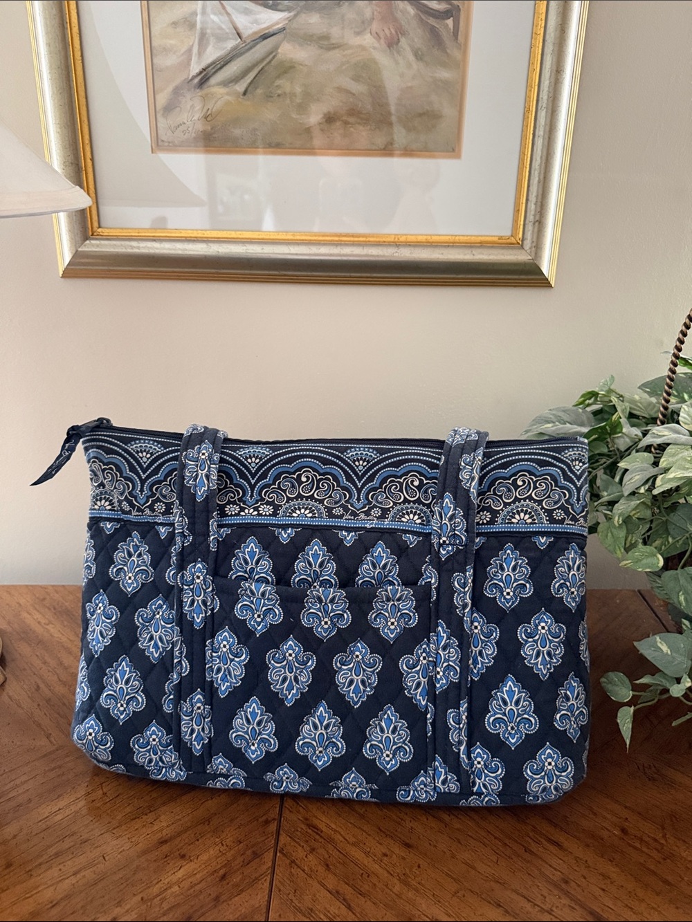 Vera Bradley Quilted Navy Floral Paisley Tote